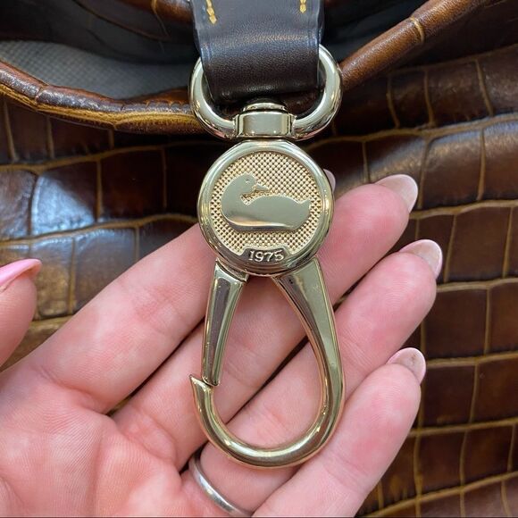 Dooney & Burke Logo Lock Hobo Croc Shoulder Bag with Matching Make Up Case - Picture 11 of 14